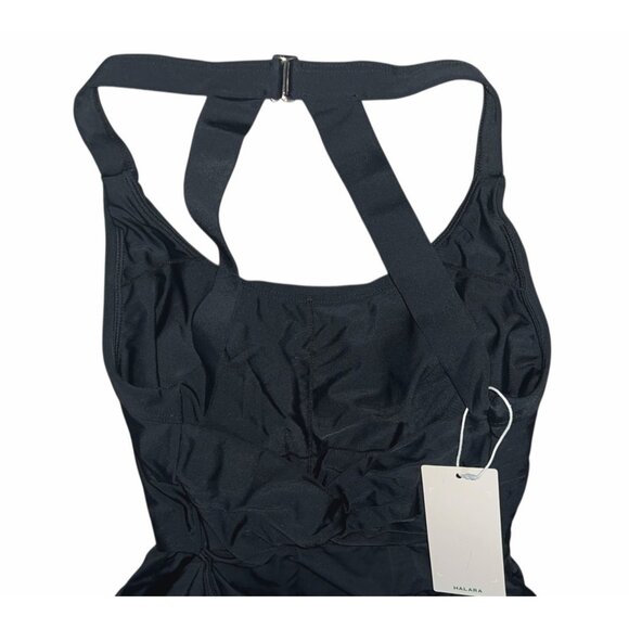 Halara Halter Pleated One Piece Swimsuit Sz Small Womens Black - Picture 11 of 14